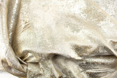 Silver and Champagne Gold Modern Damask Designer Fabric 116 inches width by the yard